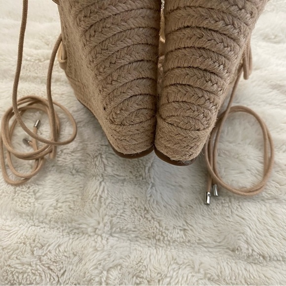 Jessica Simpson Cream Lace-Up Platform Wedge Espadrilles New Size 10 - Picture 10 of 14